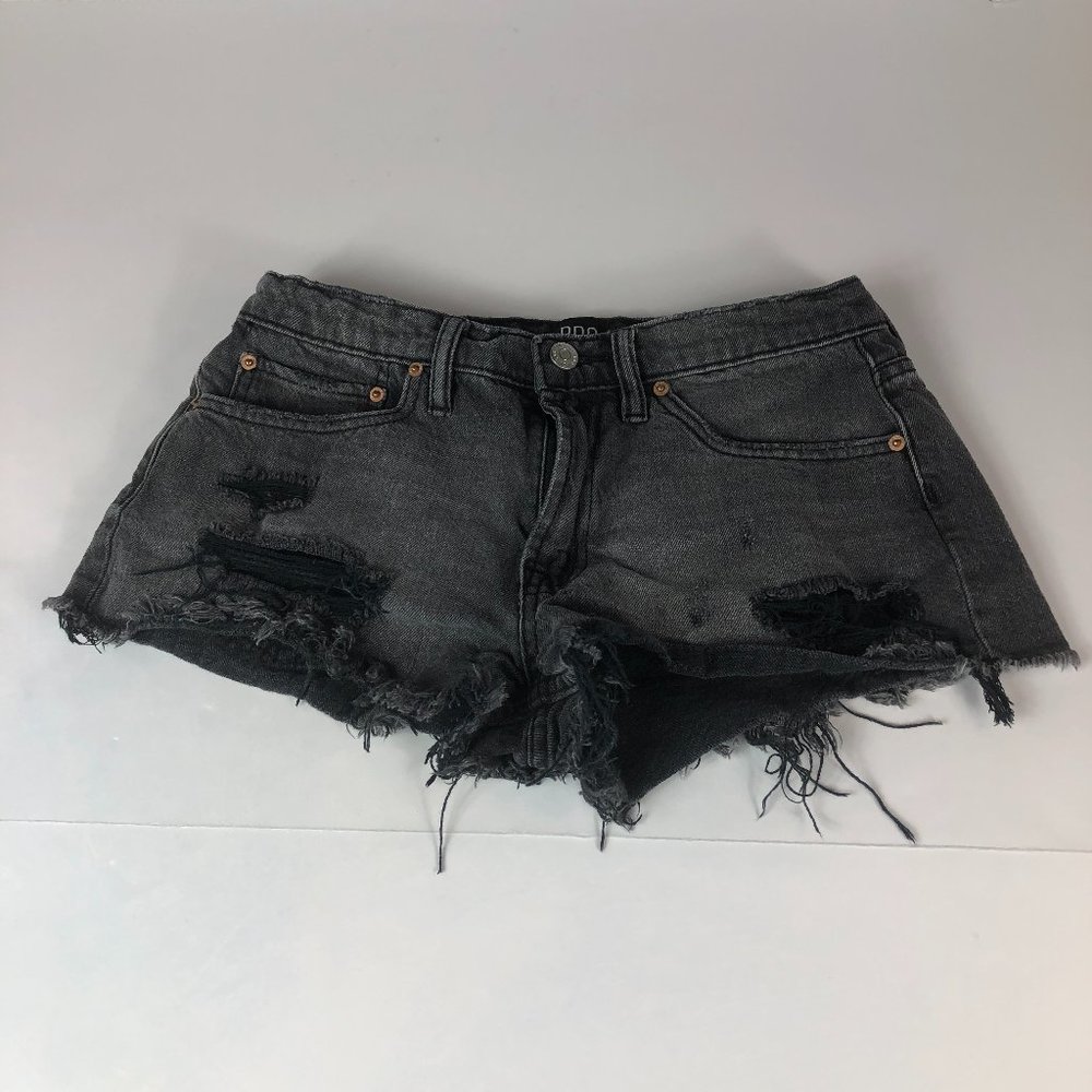 BDG Jean Shorts Women's 26 Black Faded Essential Mid Rise Distressed Cut Off